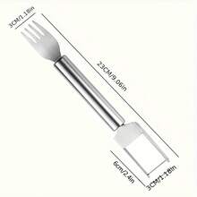 1 件装不锈钢西瓜和甜瓜切片机 - 2 合 1 双功能刀叉，符合人体工程学的手柄，轻松切丁和切球工具，适合水果准备，非常适合家庭厨房和户外烧烤派对，光滑的金属表面，耐用的厨房小工具，易于使用的器具 - 彩色 - 查看 2