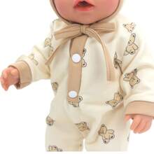 Combinaison avec capuche de 43 cm pour poupée, imprimé animal mignon, convient aux poupées nouveau-nées de 17 à 18 pouces. Vêtements et accessoires pour poupées, poupée non incluse