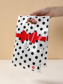 10/25/50 piezas Bolsas de regalo con lazo a lunares blanco y negro, diseño de historia de amor, bolsas de fiesta de cumpleaños, bolsas de favor de boda, bolsas de embalaje de dulces de regalo de cumpleaños, decoración de baby shower, decoración de cumpleaños, recuerdos de fiesta - corbata de moño - Ver 2