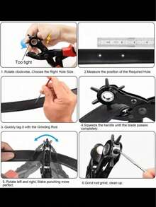 1pc Leather Hole Punch Pliers, Rotary Sewing Machine Leather Belt Hole Punch Tool