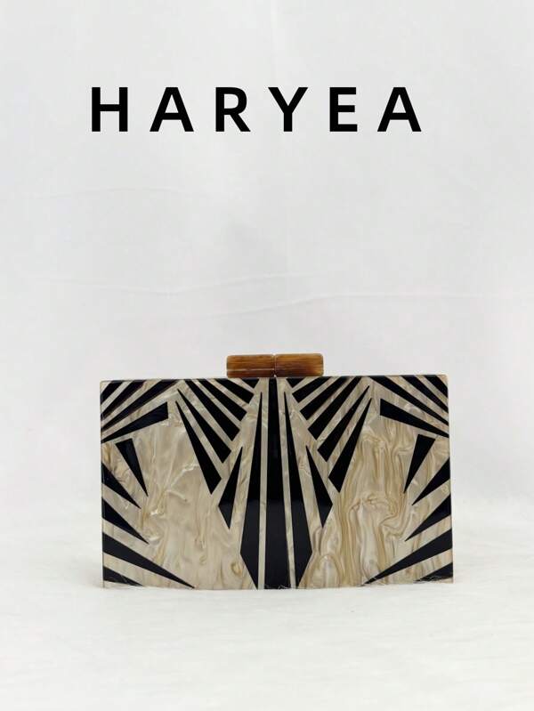 Bolso de noche de acrílico con diseño de vetas, bolso de embrague rígido tipo bandolera, bolso de mano geométrico de retazos para mujer, regalo de dama de honor, bolso cuadrado pequeño