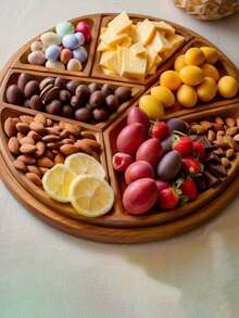 1 套优雅实木分隔托盘，采用 8 瓣设计 - 非常适合水果、甜点、小吃、面包、披萨 | 高端食品展示盘，带隔间，适用于派对、下午茶时间等，食物木制餐盘，茶会餐盘，优雅木制餐盘