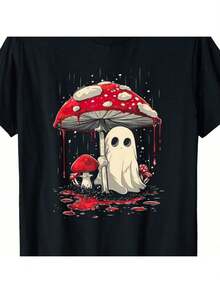 Camiseta de Halloween con diseño de fantasma y seta, camiseta espeluznante - Negro - Ver 6