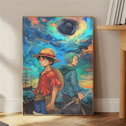 1 PcOne Piece And Zoro Back-To-Back Portrait, Anime Manga Poster Fan, Gaming Room Decor, Ultra Quality Digital Print And Physical Poster,Unframed