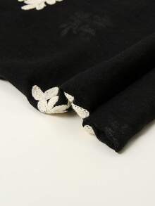 1件裝女款刺繡花卉頭巾，希賈布圍巾，春夏/秋冬新款刺繡圍巾，透氣舒適頭巾，優雅溫柔極簡風披肩，休閒百搭適合日常穿著的希賈布配件，可作為假期禮物送給家人、姊妹、母親的女性頭巾（產品材質可能有所不同，請參考實際產品） - 黑色 - 查看 8