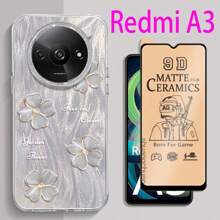 2-in-1 Keramik Bildschirmschutz Soft Film + modisches Vierblatt Kleeblatt Muster Handyhülle, geeignet für Redmi A3, Vivo V50Lite, Redmi A5 und alle Serien von OPPO, Vivo, I Tel, Realme, Transsion, Redmi, Honor