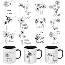 12 Stücke Pusteblumen Muster Thema UV DTF Transferaufkleber - DIY kreative Aufkleber zum Abdecken von Kratzern, für Laptops, Handyhüllen, Aufbewahrungsboxen & mehr (nur Transferpapier, keine Tassen), DIY Becher Aufkleber