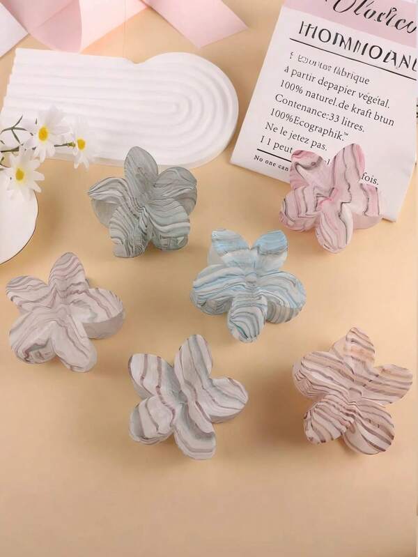 1pc/6pcs Flocked Wave Plumeria Hair Clips, Suitable For Women's Daily Life, Casual, Party, Commuting, Vacation - Hair Accessories, Best Gift Choice For Celebrating Festivals, Birthdays, Anniversaries Or Graduations For Girlfriends And Mothers