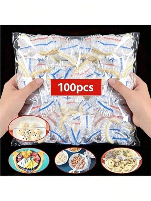 50/100/200/500 Stück Einweg-Plastikfolie zum Frischhalten von Lebensmittelresten mit elastischem und selbstschließendem Verschluss, geeignet zum Abdecken von Schüsseln und Tellern, für den Hausgebrauch