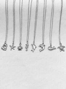 Colar com pingente de elemento oceano banhado a ouro e aço inoxidável, design minimalista elegante, versátil para uso diário, praia, presentes, casais