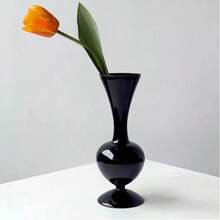Lake Balaton 1pc Black Glass Vase, Suitable For Dried Flowers, Hydroponics, And Home Decor, Can Be Used As Tabletop Decoration,Halloween Decor, Fall Decor Room Decor Flower Vase - Black - View 9