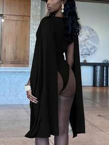 Women Summer Ruched Bodycon Elegant Bodysuit Sexy Rompers - Black - View 5