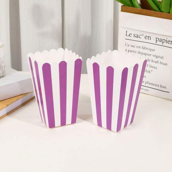 10 piezas/20 piezas Cajas de cartón a rayas para palomitas de maíz/nuggets de pollo/papas fritas, envases de cartón blanco de 250g