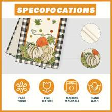 Pumpkin Polka Dot Plaid Table Runner For Autumn, Kitchen Dining Room Tabletop Decor For Dinner, Seasonal Home Decoration
