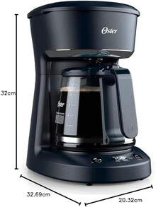 Sistema programable negro de 12 tazas con reloj digital - 20,3 cm de profundidad x 32,7 cm de ancho x 32 cm de altura - Ver 12