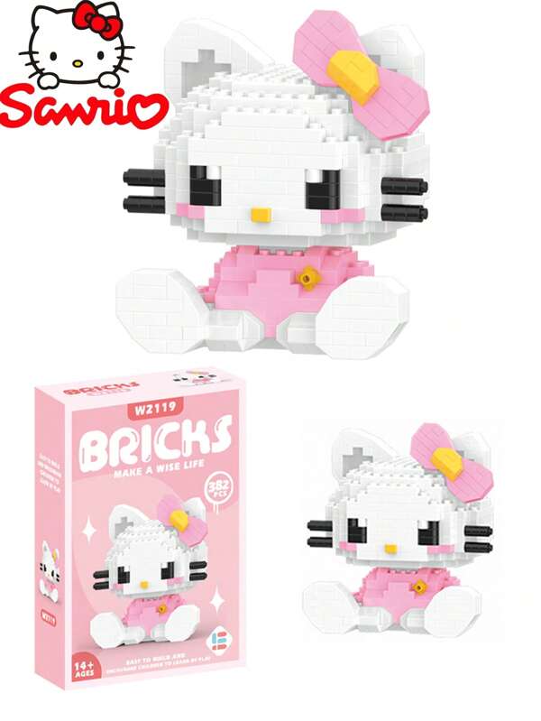 Sanrio Hello Kitty 382 elementy/Curome 396 elementów/My Melody 406 elementów/Sanrio Zestawy klocków mogą poprawić koncentrację, dekoracja pokoju klockami, prezenty urodzinowe, gry imprezowe, zestawy materiałów rzemieślniczych, modele zwierząt do składania, postacie. (Losowe opakowanie w kolorowym pudełku)