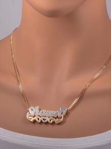 1PC Customized Heart-Shaped Lace Double-Layer Two-Tone Car Flower Name Necklace, Perfect For Father's Day, Mother's Day, Valentine's Day, Birthday, Anniversary, Christmas, Graduation, Or As A High-End Gift For Family, Friends And Classmates.