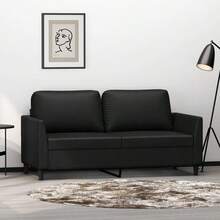 2-Seater Sofa Black Faux Leather, Metal, Foam Medium Durable-7822 - Multicolor - View 1