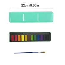 Set di 12 colori di acquerelli solidi in scatola di metallo, set di pittura ad acquerello portatile, pigmenti a mano, forniture per pittura e per il ritorno a scuola