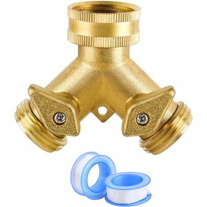 Solid Brass Hose Splitter 2 Way Garden Hose Splitter With Shut Off Valves For Garden Irrigation Watering System Summer Essential Daily Pick