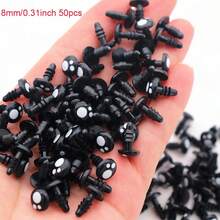 50 chiếc mắt Amigurumi kèm vòng đệm mắt móc màu đen 8mm 10mm 12mm14mm 16mm dùng để làm búp bê DIY móc động vật phụ kiện may vá - màu đen - Xem 16