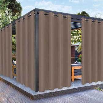 1 pièce Rideau d'extérieur imperméable pour patio, rideaux d'extérieur épais de qualité résistants au vent et à la pluie pour porche, kiosque, cabane, gris