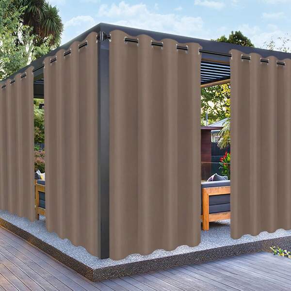 1pc Waterproof Outdoor Curtain For Patio, Quality Thick Privacy Windproof Rain Cover Outdoor Curtain For Porch, Gazebo, Cabana, Gray