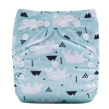 1pc Printed Polar Bear Pattern Reusable Cloth Diaper, Soft Thermal Lined, Breathable Baby Training Pants