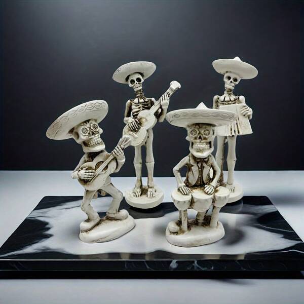 1pc Halloween Skeleton Band Resin Crafted Decor Piece, Holiday Atmosphere Decoration