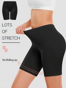 2条装女士无缝中腰休闲裤，女式平角短裤，防摩擦短裤，内衣裤，自行车短裤 - 彩色 - 查看 6