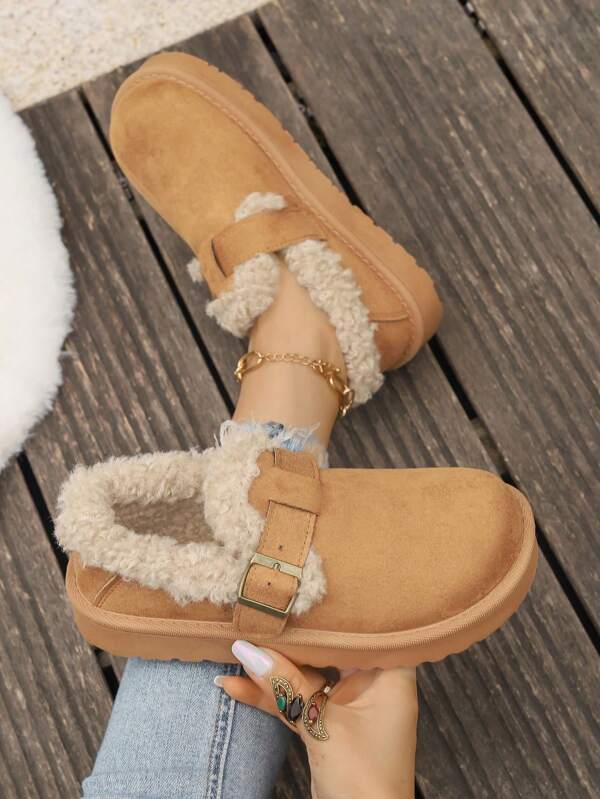 Thick Sole Women's Snow Boots, 2025 New Thick Warm Slip-On Snow Shoes, Comfortable & Lightweight, Suitable For Dating, Parties, Holidays, Fashion, Versatile, Simple Design Slippers, Soft Sole, Non-Slip, Suitable For Indoor/Outdoor, Home, Travel, Comfortable And Free, Also Brings More Confidence And Naturalness