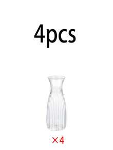 4pcs Plastic Striped Vase Small Transparent Container For Flowers, Highly Shatterproof, Can Be Used For Wedding, Party, Home Table Decoration, Formal Dinner Table Decoration, Windowsill Decoration Flower Arrangement Container - Clear - View 11