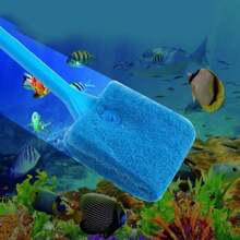 1pc Aquarium Cleaning Brush, Double-Sided Sponge Brush With Long Handle, For Fish Tank, Algae Cleaning, Kitchen, Home, Hotel, Bathroom