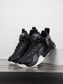 1 Pair Children's Basketball Shoes, Outdoor Sports Shoes, Casual Shoes, Non-Slip Wear-Resistant, Fashion Styles For 10 Year Old Boys And Girls, 8-12 & 14 Years Old, Color Matching Breathable Mesh - Black - View 10