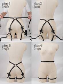 PU 皮革性感吊袜带皮革腿带大腿吊袜带哥特式内衣恋物癖女士性感内衣配饰