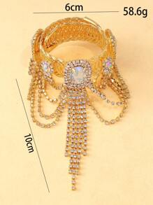 1pc Silver Personalized Fashion Multi-Layer Tassel Rhinestone Arm Bracelet Chain, Body Jewelry For Party