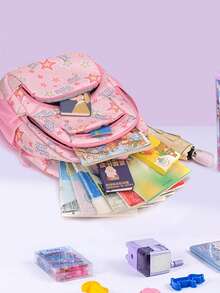 Cute Girls Backpack School Bag Gradient Color Princess Style Backpack Star Pattern Best Gift For Girls Beautiful Color Lightweight Middle School Student Backpack Back To School Season Gift Multi-Pocket Large Capacity Shoulder Handbag - Multicolor - View 7