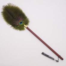 28-47cm künstliche Feder mit Nussholzgriff Staubwedel, mit Quasten Haushalts Staub Wischer Bürste Griff Entfernung und Reinigungsornament, antistatisch Entfernungs Duster Fellendreinigungsutensilien
