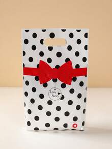 10/25/50 piezas Bolsas de regalo con lazo a lunares blanco y negro, diseño de historia de amor, bolsas de fiesta de cumpleaños, bolsas de favor de boda, bolsas de embalaje de dulces de regalo de cumpleaños, decoración de baby shower, decoración de cumpleaños, recuerdos de fiesta - corbata de moño - Ver 7