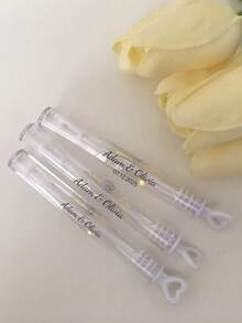 45张定制个性化泡泡管贴纸，可定制婚礼招待会标签，印有您的名字和日期，采用优雅的透明金箔泡泡设计，适合返校用品、定制贴纸、营造温馨氛围和节日日历。 - 彩色 - 查看 7