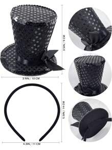 Mini Top Hat Headband Sequins Tea Party Headpiece Fascinator 1920s Gatsby Party Costume Accessory For Women Lady Gril ,Hair Accessories, Tiny Hats, Derby Hat , Mini Cap, School Stuff, Gifts, Wedding