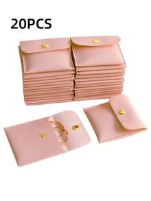 2/10/20pcs White Silver Pink Black Faux Leather Jewelry Pouches With Snap Closure Jewelry Storage Bag - Luxurious Gift Bags For Earrings, Necklaces, Bracelets, And Rings - Perfect For Storage & Pieceaging ﻿