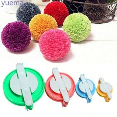 DIY 工艺用品制作针织工具 8 件 4 种尺寸绒球编织器 PomPom 制作器针织织机套件（颜色随机）