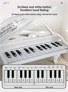 Minipiano de teclado infantil con modo de función multipulsación, incluye múltiples melodías, 24 teclas negras y blancas para tocar, juguete de piano electrónico realista para juego interactivo entre padres e hijos, para niños y niñas