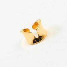 VKHK 1 Peça Anel Aberto Côncavo Personalizado, Revestido em Ouro 18K, Aço Inoxidável, Adequado para Homens e Mulheres, Presente Para Uso Diário