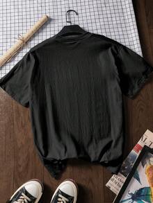 紅色波點蝴蝶結印花 100% 純棉休閒短袖上衣，圖案 T 恤，柔軟面料，純棉服飾，戶外穿著，印花圖案，夏季上衣，度假，極簡旅行穿搭黑色 - 黑色 - 查看 2