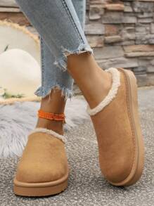 2025 Botas de Neve Fofas de Estilo Boho com Fivela, Forração Falsa de Camurça e Pele Falsa, Quentes e Grossas para a Temporada de Frio
