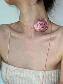 1 szt. Projektant, ręcznie robiony, naszyjnik z kwiatów lilii Calla, damski naszyjnik choker, kryształowa perła, frędzle, łańcuszek na obojczyk, elegancka francuska dekoracja kwiatowa, styl boho, idealny na imprezy i bankiety, wesela, święta, wakacje, randki