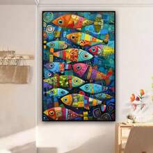 1pc Gift Vintage Colorful Fish In The Sea Canvas Posters And Prints Abstract Wall Arts Canvas Painting Bedroom Home Decor No Frame