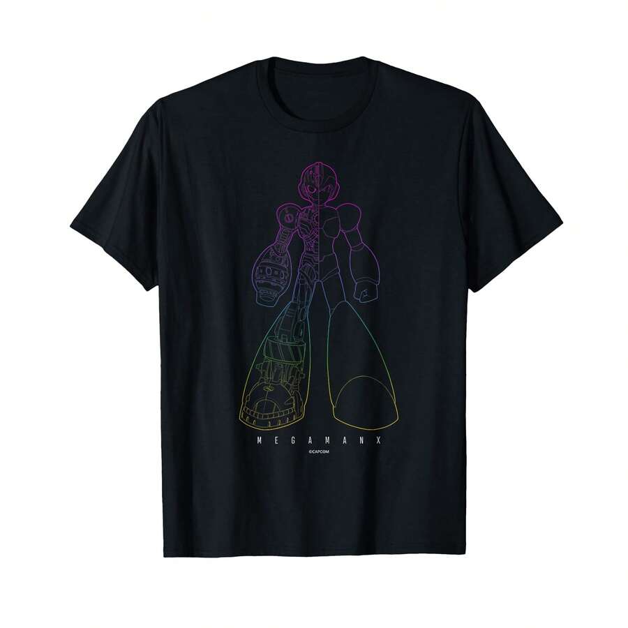 Mega Man X Gaming Design T-Shirt. KI Gifts For Boyfriend - 黑色 - 查看 1